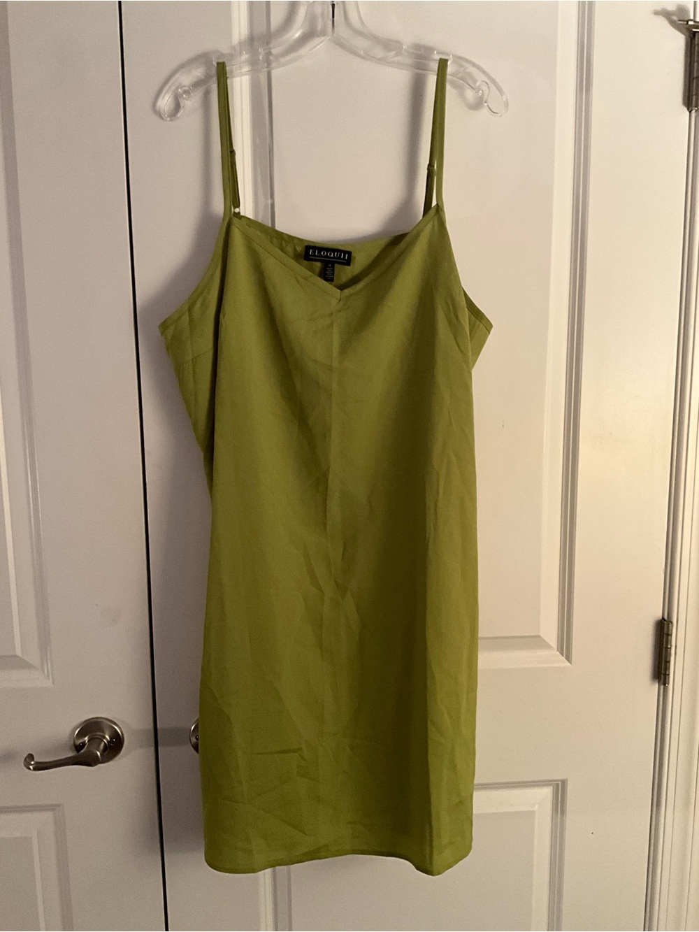Eloquii Olive Lime Slip Dress with Spaghetti Straps size medium